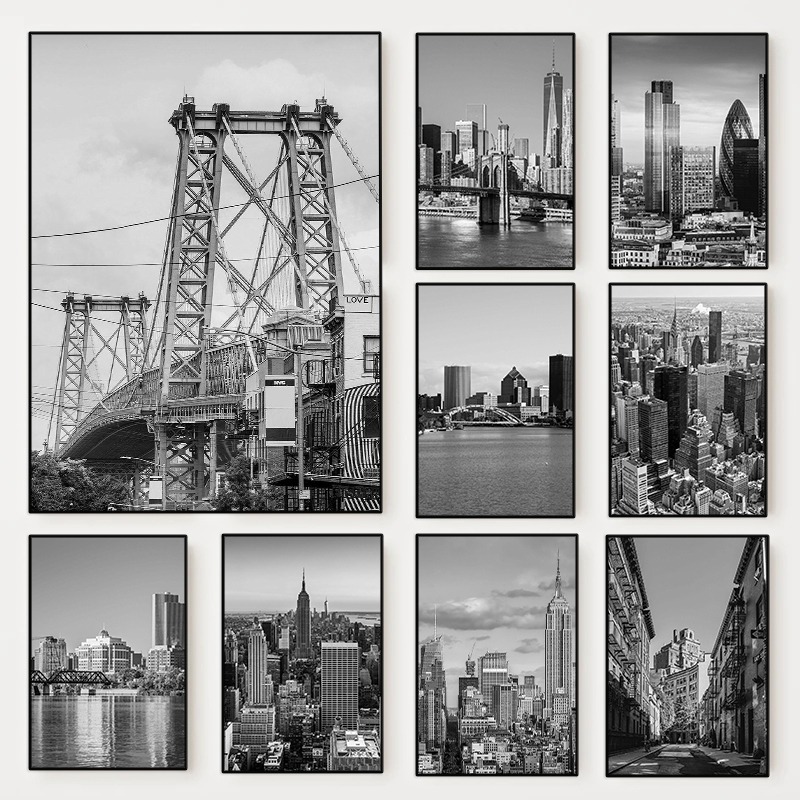 Photography New York - ملصق صور مدينة نيويورك بالأبيض والأسود،