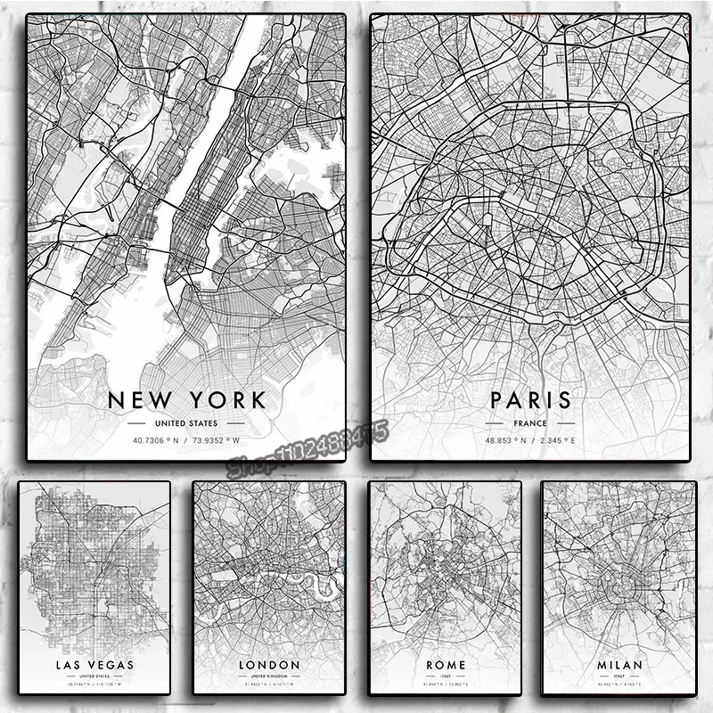 لوحة فنية لخريطة المدينة، باري - مراجعة Photography New York وسعره